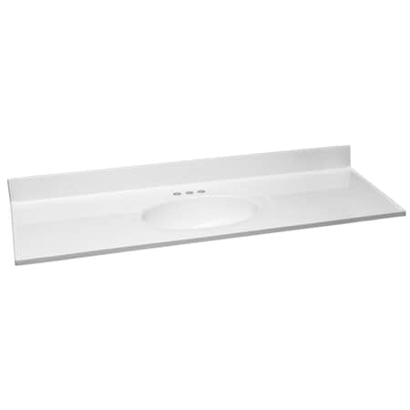 Design House 61"W Cultured Marble Vanity Top, White with Solid White Bowl 597427